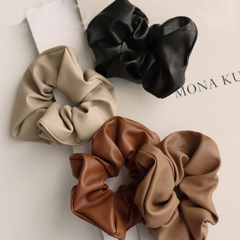 Faux Leather Scrunchies