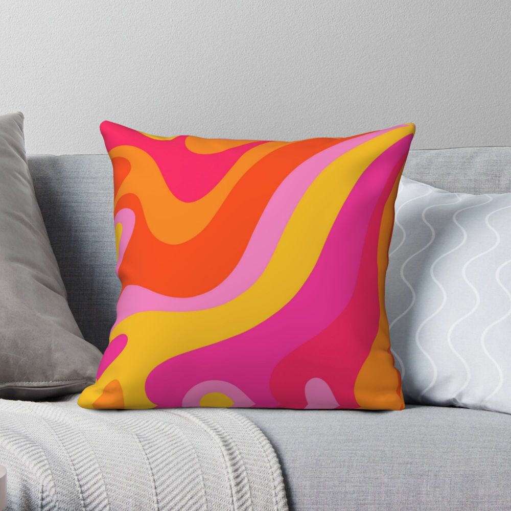 70's Pink & Orange Swirls Pillowcase