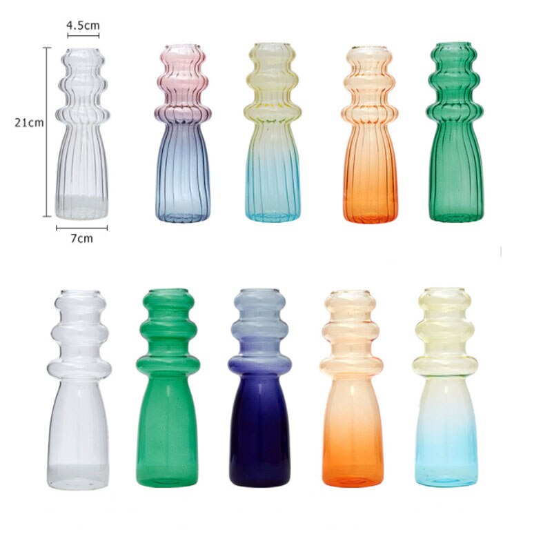 Ribbed Gradient Stained Glass Vase in Pink / Blue