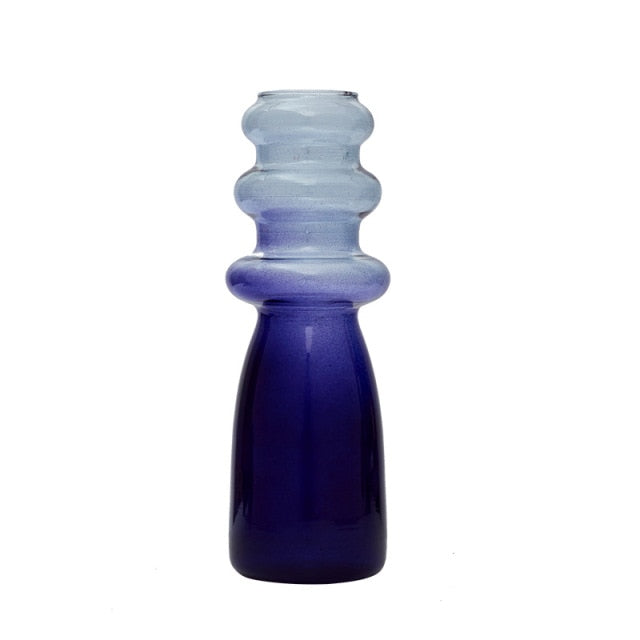 Gradient Stained Glass Vase in Deep Blue / Light Blue