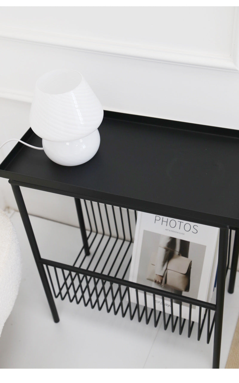 Side Table With Underneath Storage in Black