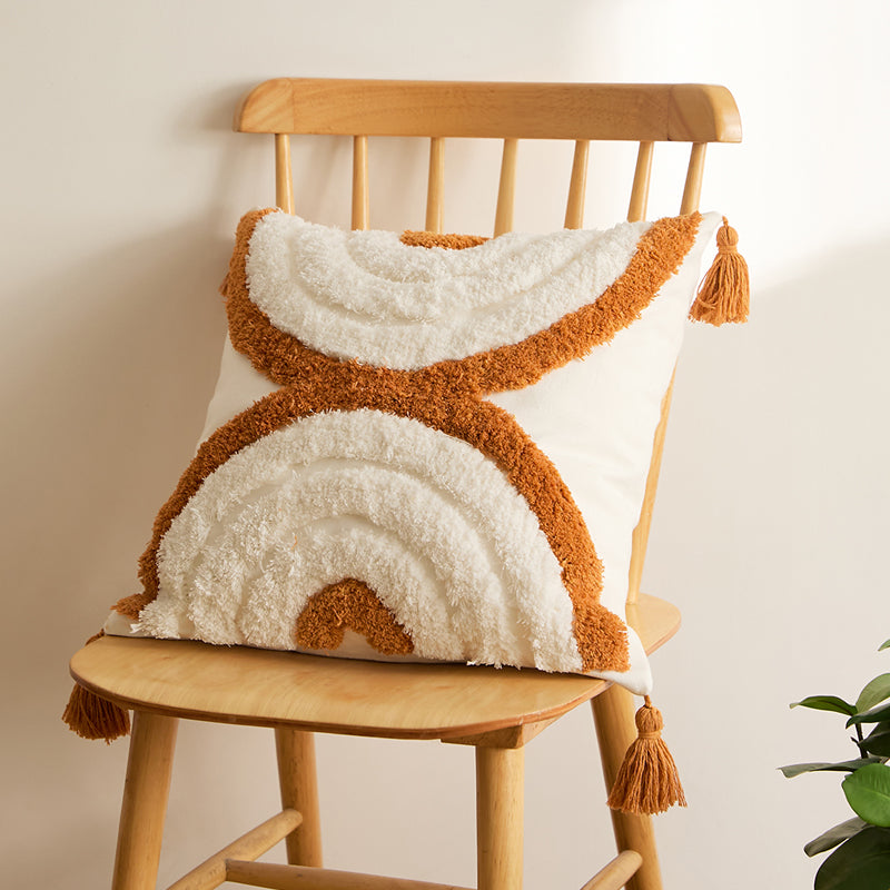 Pillow Cover in Brown Tuft Tassels