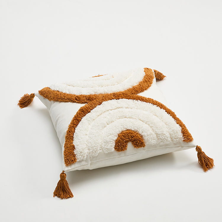 Pillow Cover in Brown Tuft Tassels
