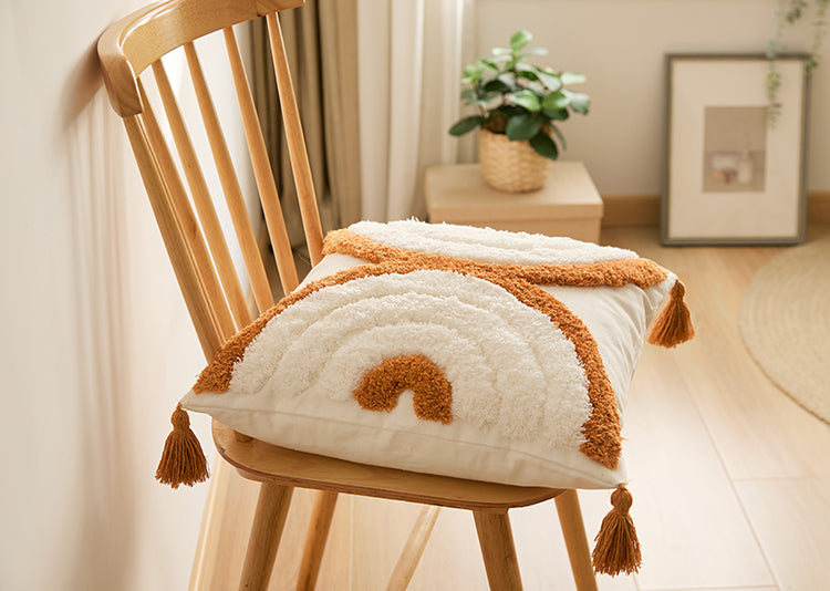 Pillow Cover in Brown Tuft Tassels