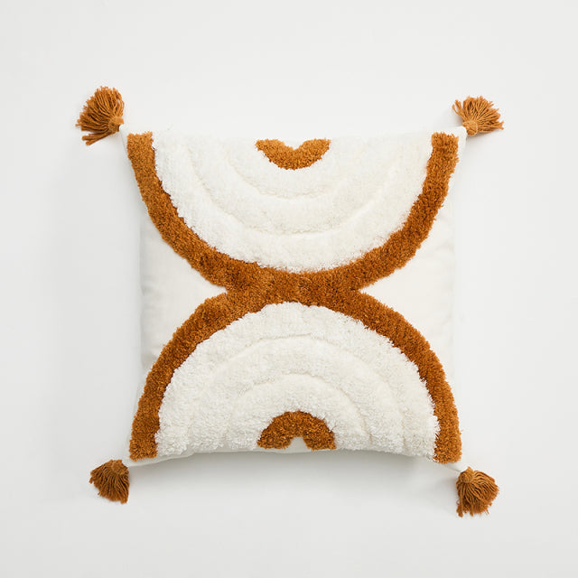 Pillow Cover in Brown Tuft Tassels