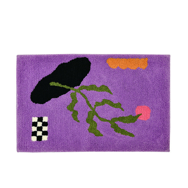 Irregular Geometric Bathroom Mat in Purple