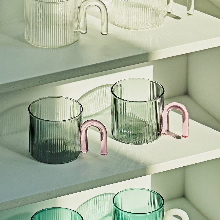 Colourful Handle Ripple Cup in Clear