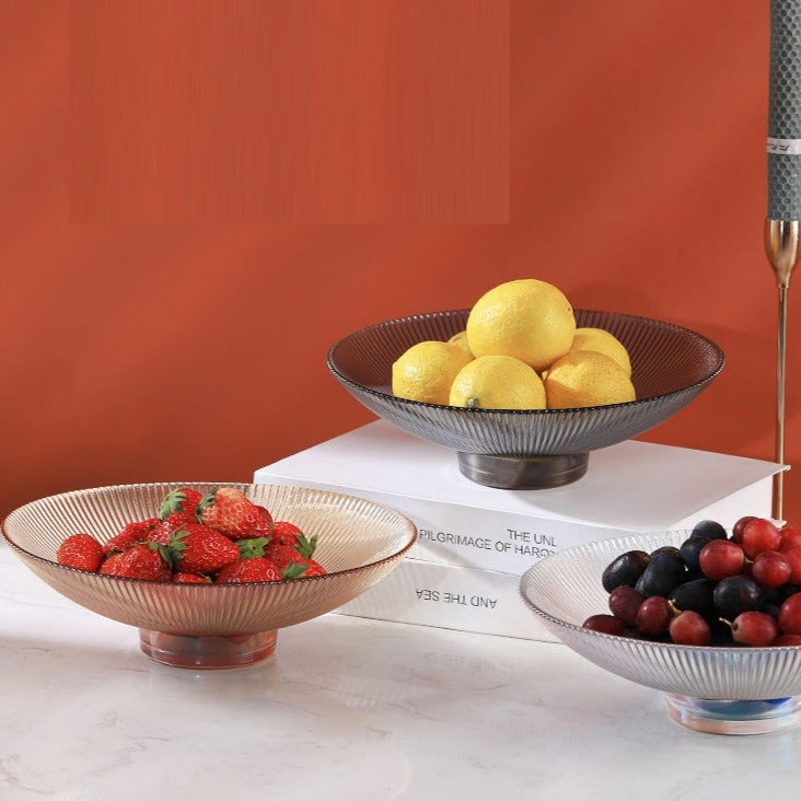 Small Glass Fruit Bowl in Grey