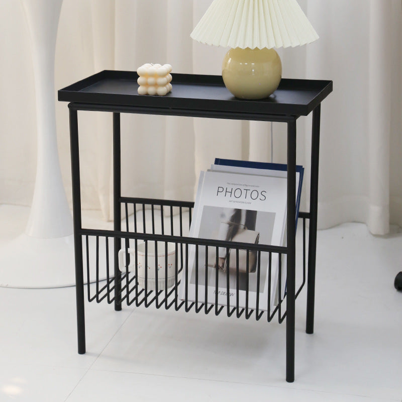 Side Table With Underneath Storage in Black