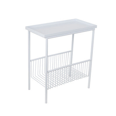 Side Table With Underneath Storage in White