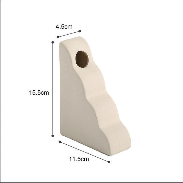 Minimalist Ceramic Vase in Abstract Wave