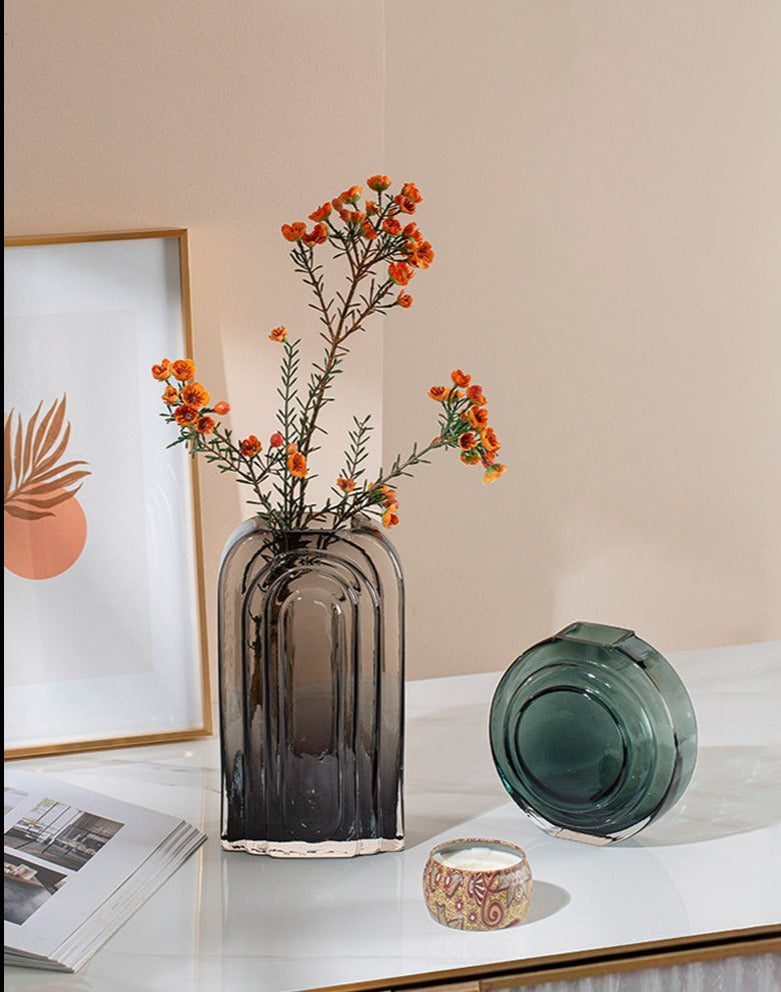 Creative Modern Glass Vases in Grey