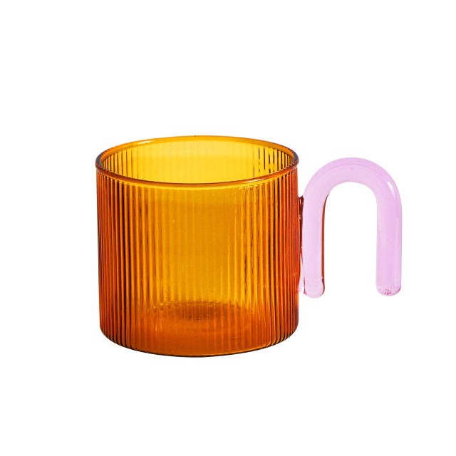 Colourful Handle Ripple Cup in Orange