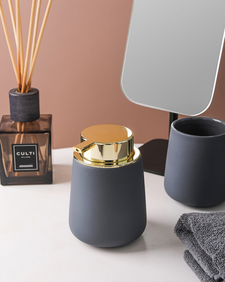 Ceramic Soap Dispenser in Navy / Gold
