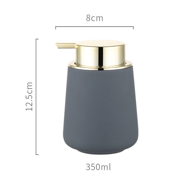 Ceramic Soap Dispenser in Grey / Gold