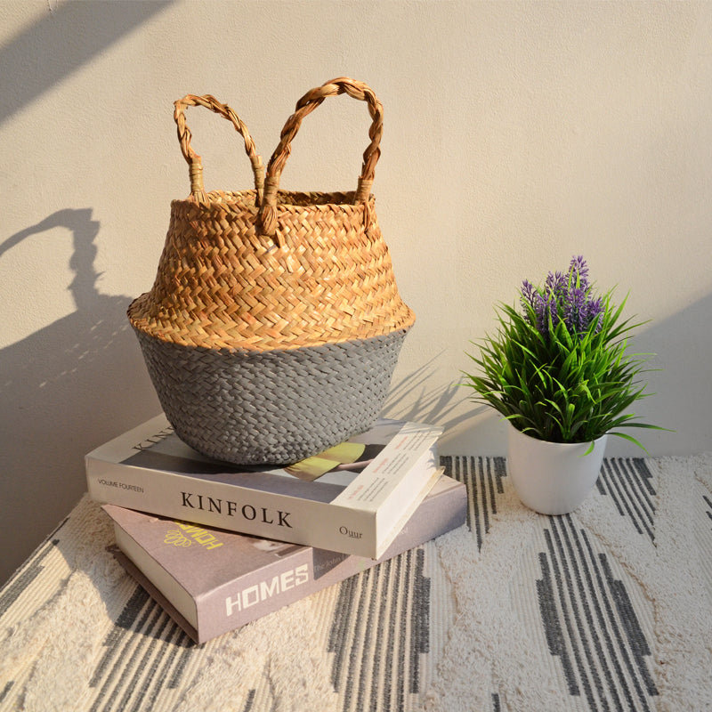 Wicker Storage Basket in Grey