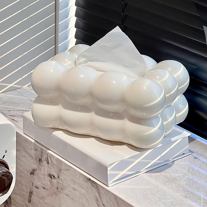 Cloud-Shaped Tissue Box Holder in White