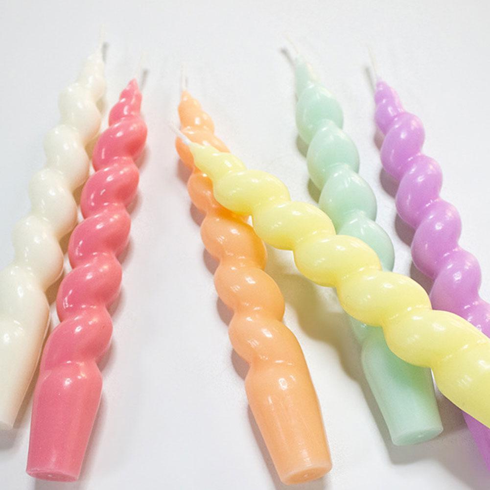 Set of Twisted Candles in White