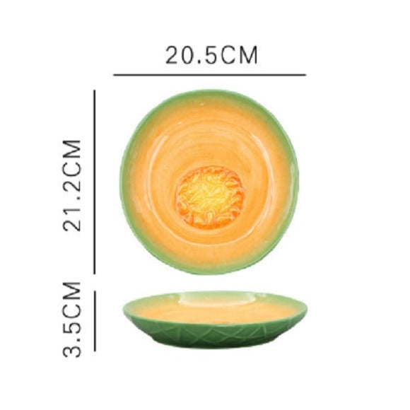 Fruit Shaped Ceramic Plate in Cantaloupe