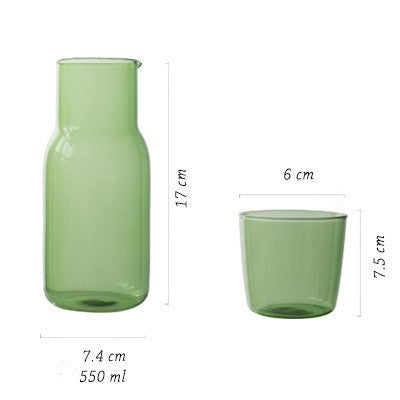 Water Jug & Glass Set in Green