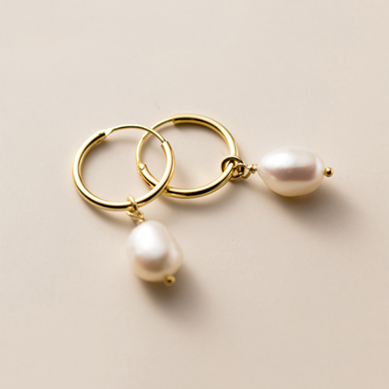 Mini Hoop Pearl Earrings