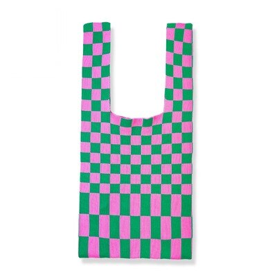 Shopper Bag in Green/Pink Checks