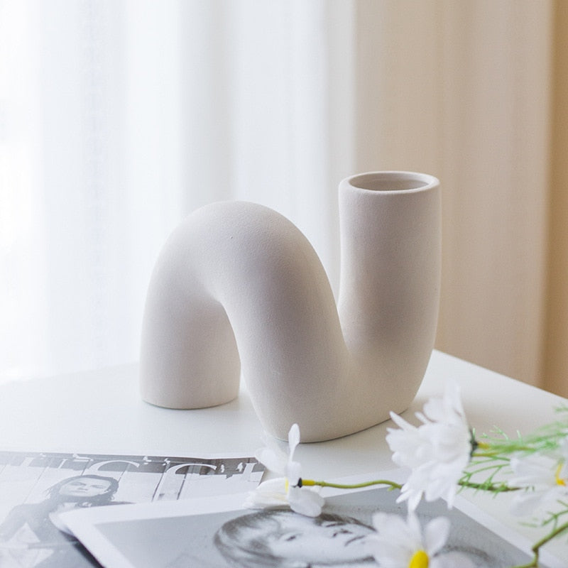 Ceramic Twisted Vase in White
