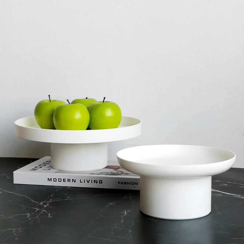 Large Round Stand Tray in White