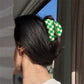 Checkerboard Hair Clip in Green