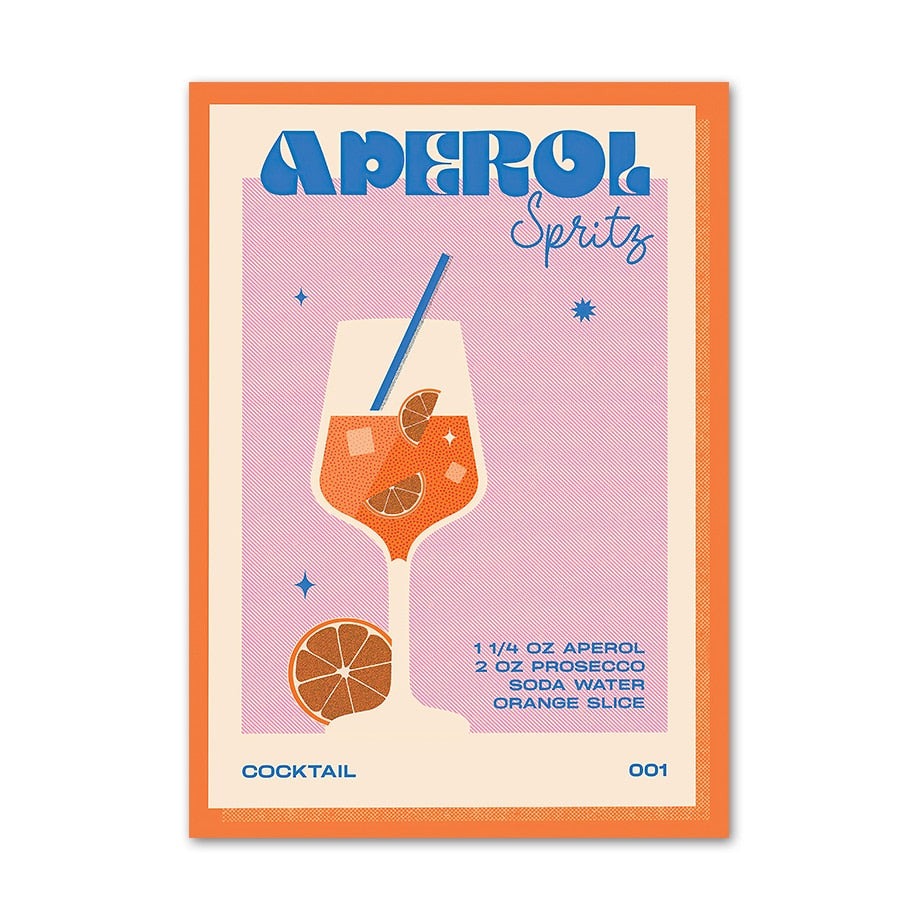Cocktail Poster in Aperol Spritz