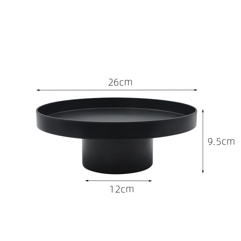 Large Round Stand Tray in Black
