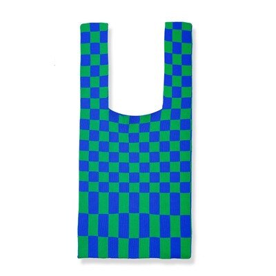 Shopper Bag in Green/Blue Checks