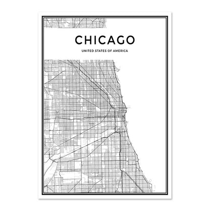 "Chicago" Black & White City Map Poster