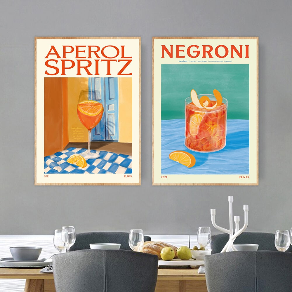 Cocktail Poster in Aperol Spritz