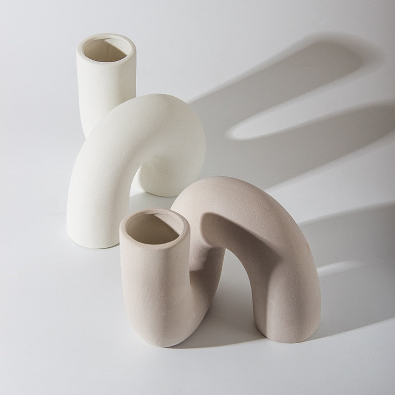 Ceramic Twisted Vase in Natural
