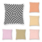Geometric Check Twist Cushion Cover in Baby Pink