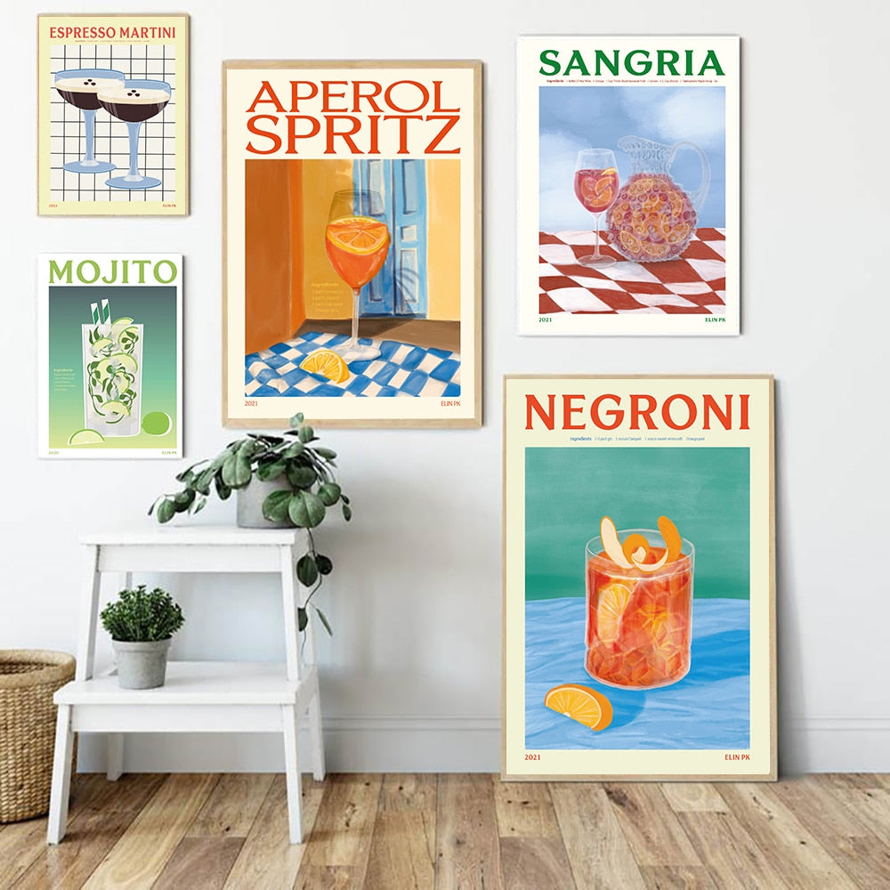 Cocktail Poster in Aperol Spritz