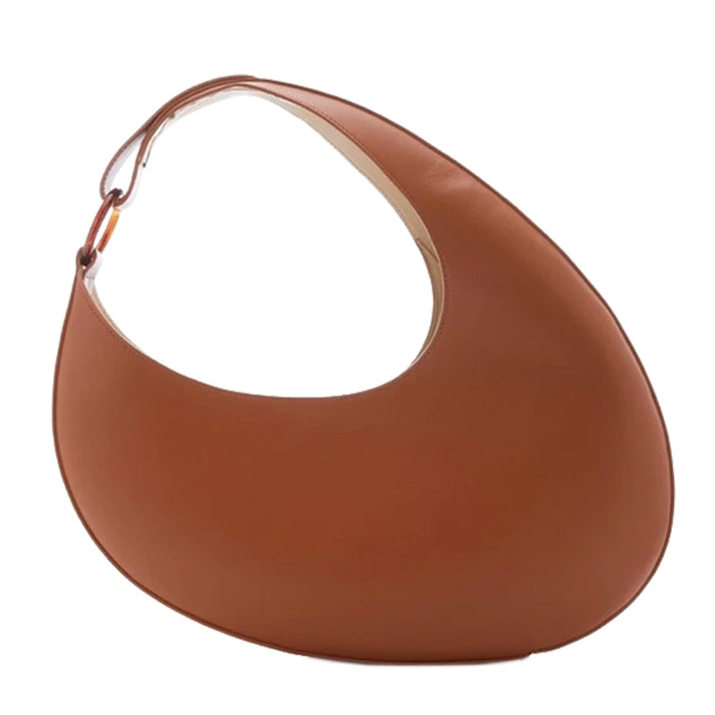 Crescent Shape Shoulder Bag in Light Brown