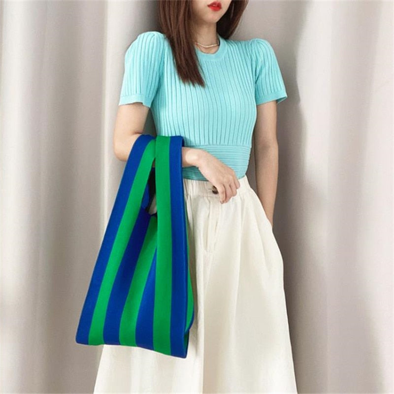 Shopper Bag in Green/Blue