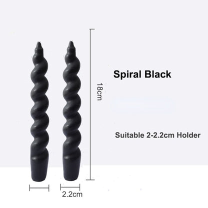 Set of Twisted Candles in Black