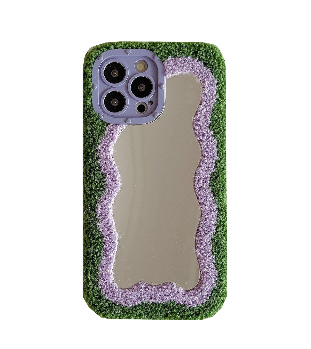 Fluffy Wavy Mirror iPhone Case in Green/Lilac