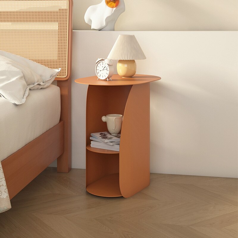 Bedside Table with Small Storage Shelf in Rust