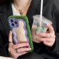 Fluffy Wavy Mirror iPhone Case in Green/Lilac