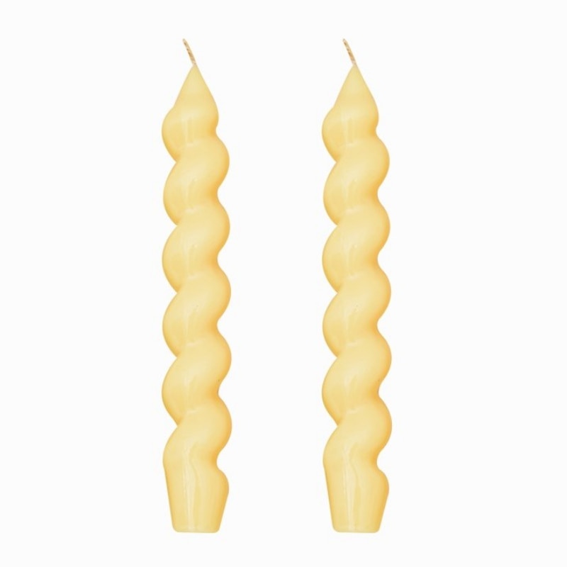 Set of Twisted Candles in Yellow