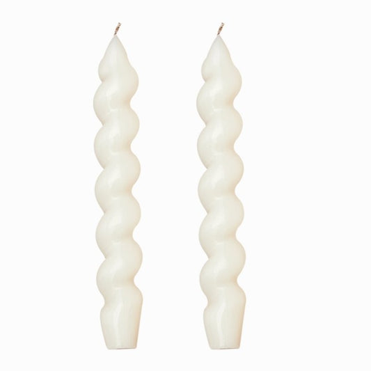 Set of Twisted Candles in White