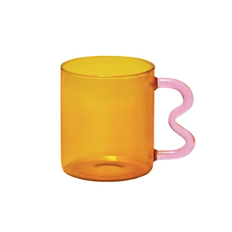 Colourful Glass Mug in Orange / Pink