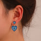 Double Heart Earrings in Blue