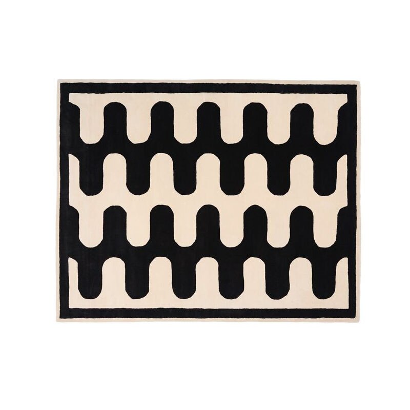 Modern Squiggly Rug in Black & White