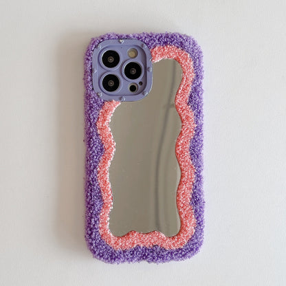 Fluffy Wavy Mirror iPhone Case in Lilac/Pink