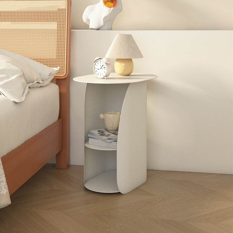 Bedside Table with Small Storage Shelf in White
